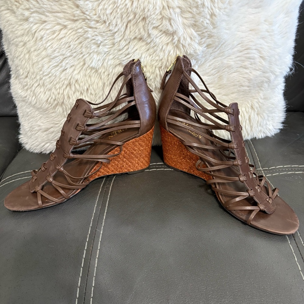 Lauren Ralph Lauren 
Alexandria Caged Wedges – Brown Leather, Size 9½ B